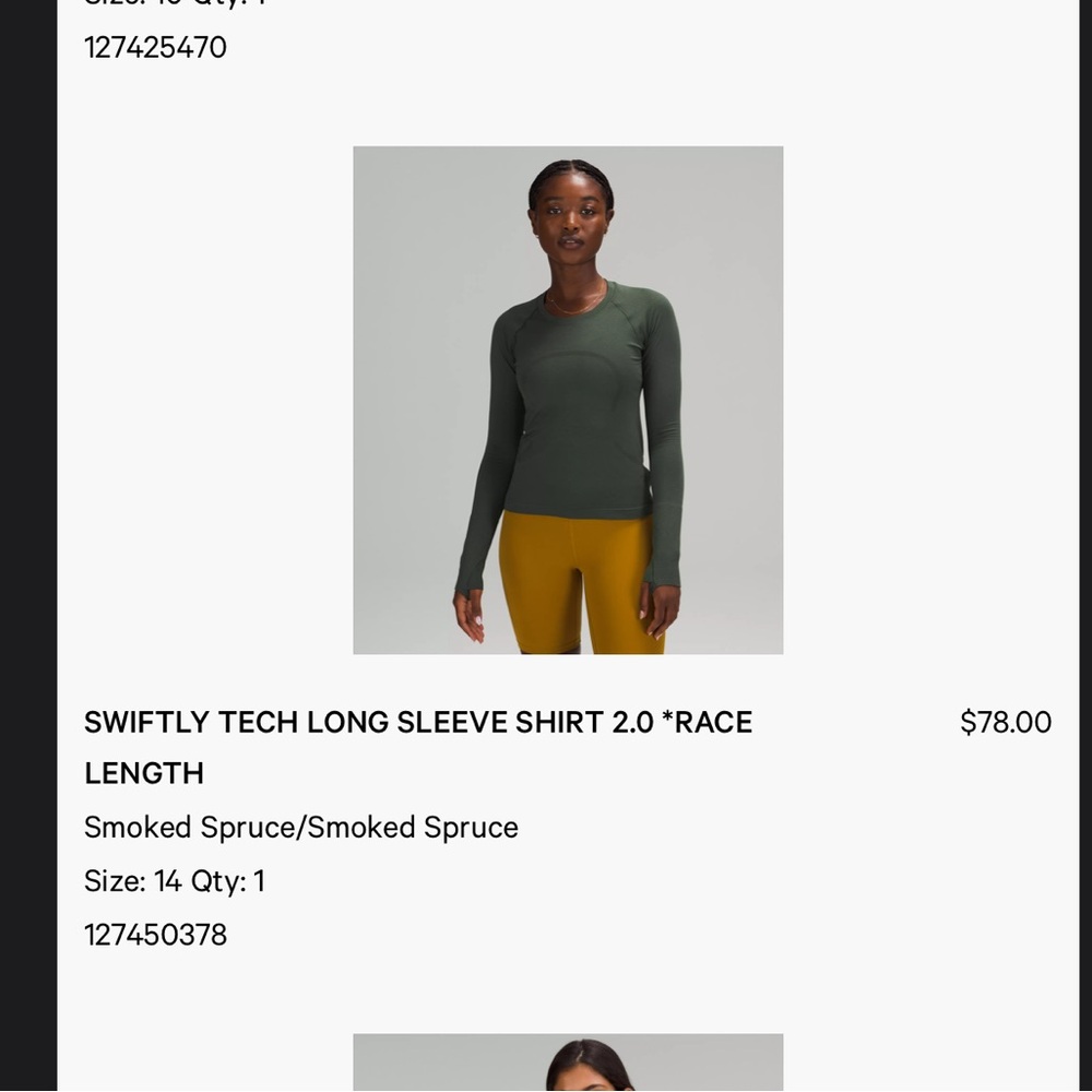 Lululemon Athletica Swiftly Tech Long Sleeve Shirt 2.0 Race Length